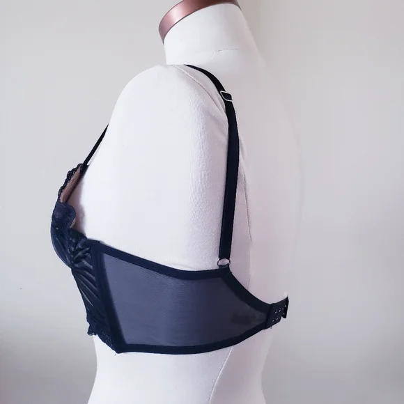 🏷Thistle And Spire NWOT Plunging Corset Underwire Bra W/Nude Underlay - 34B - Picture 5 of 14